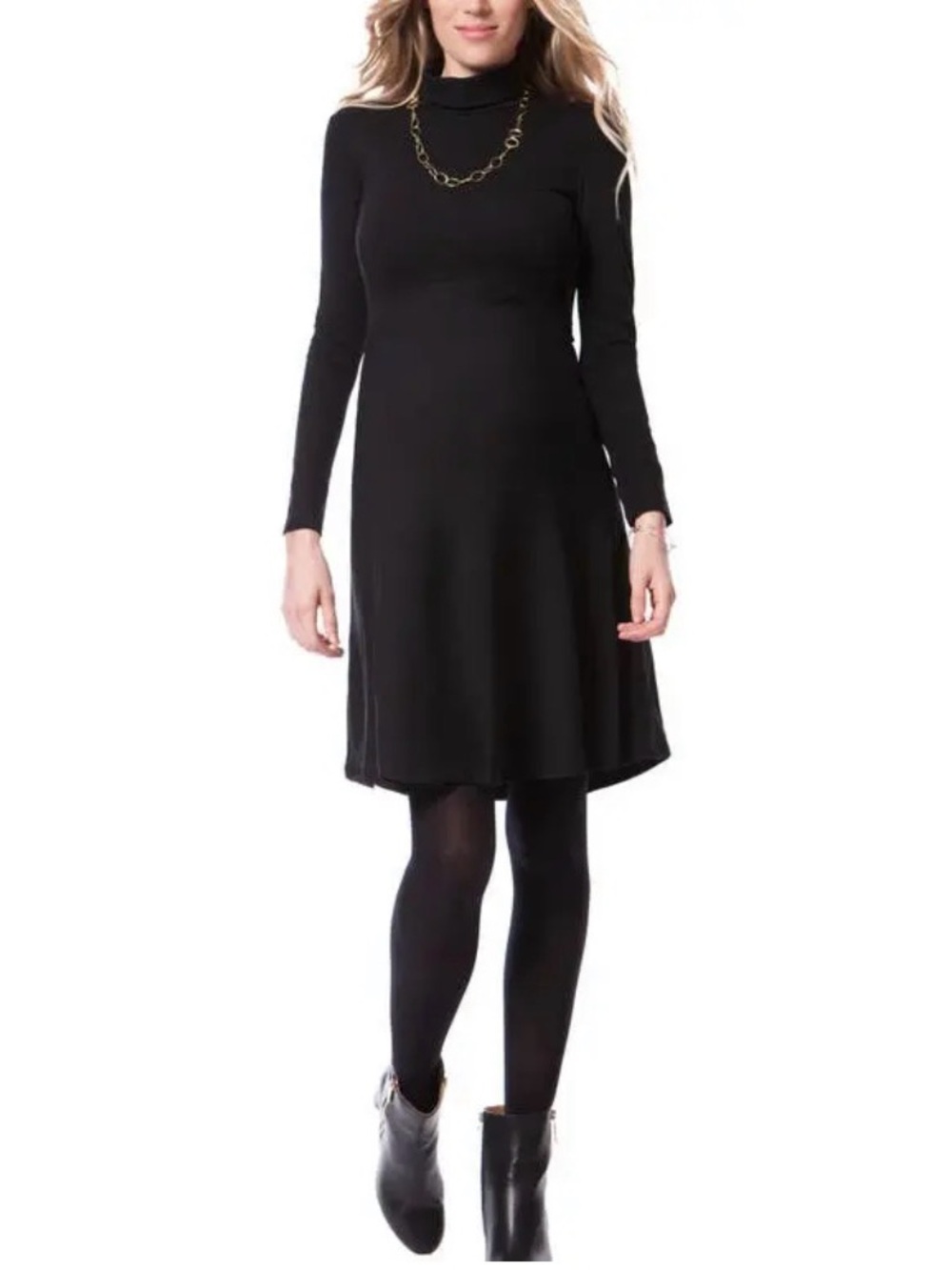 NWT Seraphine Vanessa Turtleneck A Line Maternity Dress Black Kate Middleton